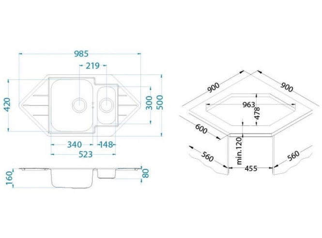 Sudoper Ugradbeni Line 40